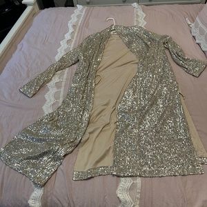 Silver sequin cape